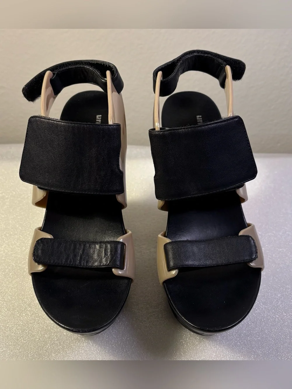 United Nude Hybrid Architectural Platform Wedge Sandals Black Nude Size 37